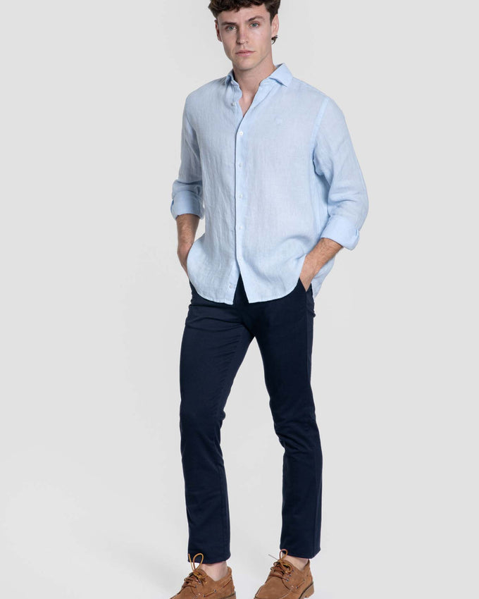 Camisa lino celeste SKU 0.33315