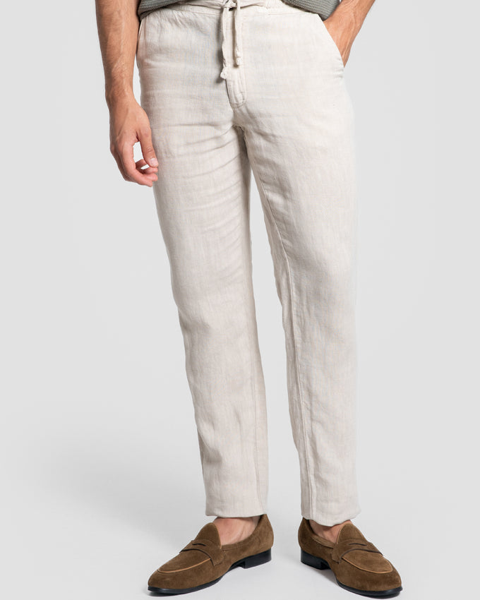 Pantalón Lino 100% Hueso SKU 0.34317