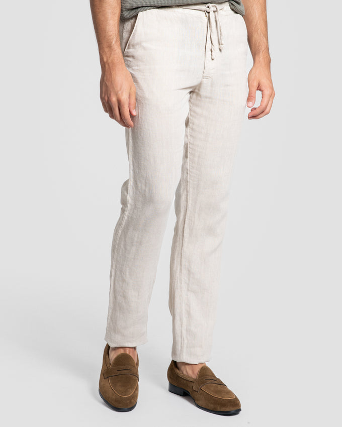 Pantalón Lino 100% Hueso SKU 0.34317