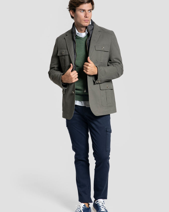Chaqueta Bolsillos Kaki SKU 0.32434