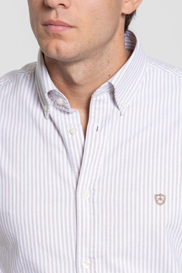 Camisa Oxford Rayas Camel SKU 0.32444