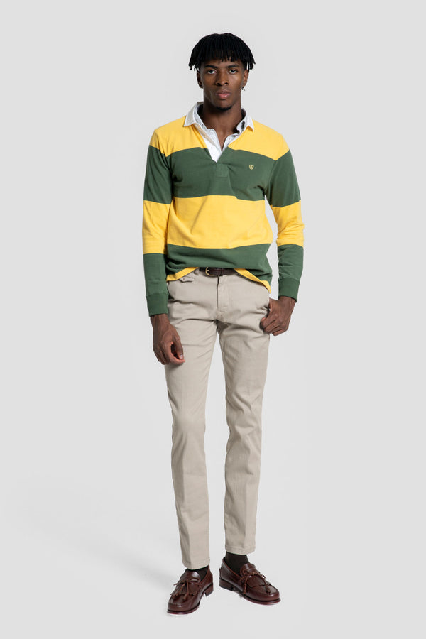 Polo Manga Larga Rayas Anchas Amarillo SKU 0.32460