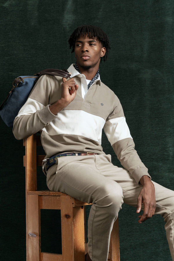 Polo Manga Larga Raya Ancha Taupe SKU 0.32461