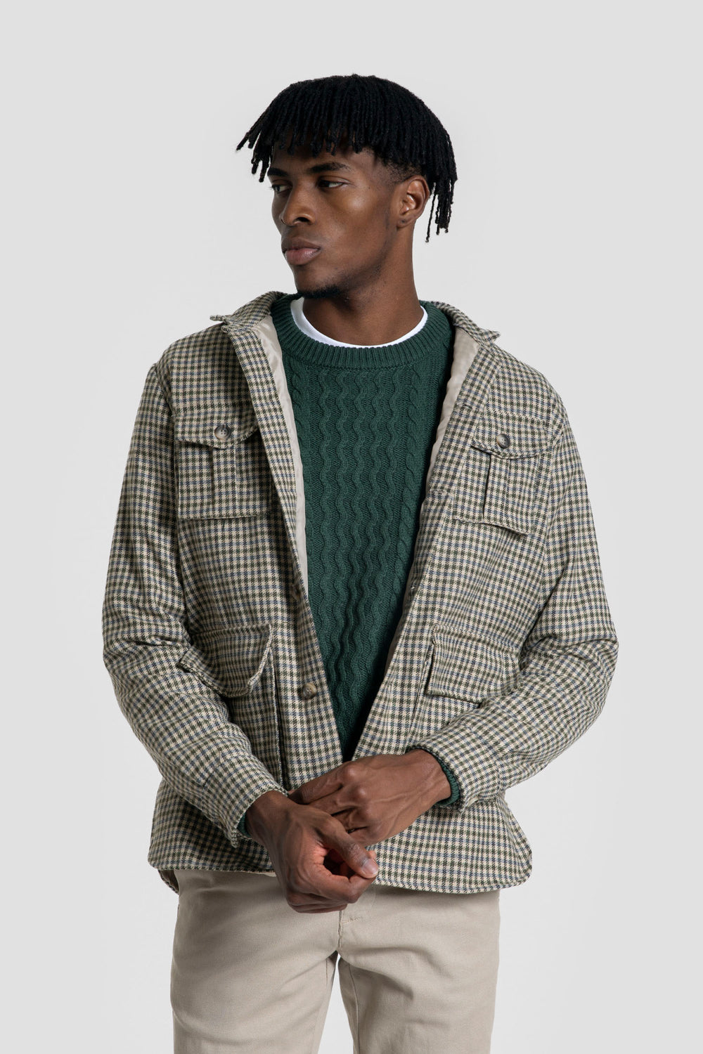 Sobrecamisa cuadros Kaki SKU 0.32676