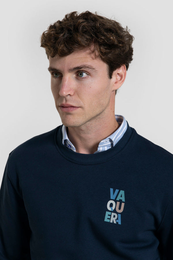 Sudadera Azul Marino Estampado Vaquera SKU 0.32719