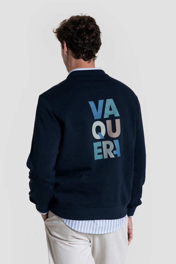Sudadera Azul Marino Estampado Vaquera SKU 0.32719