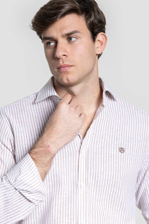 Camisa rayas en camel SKU 0.33314