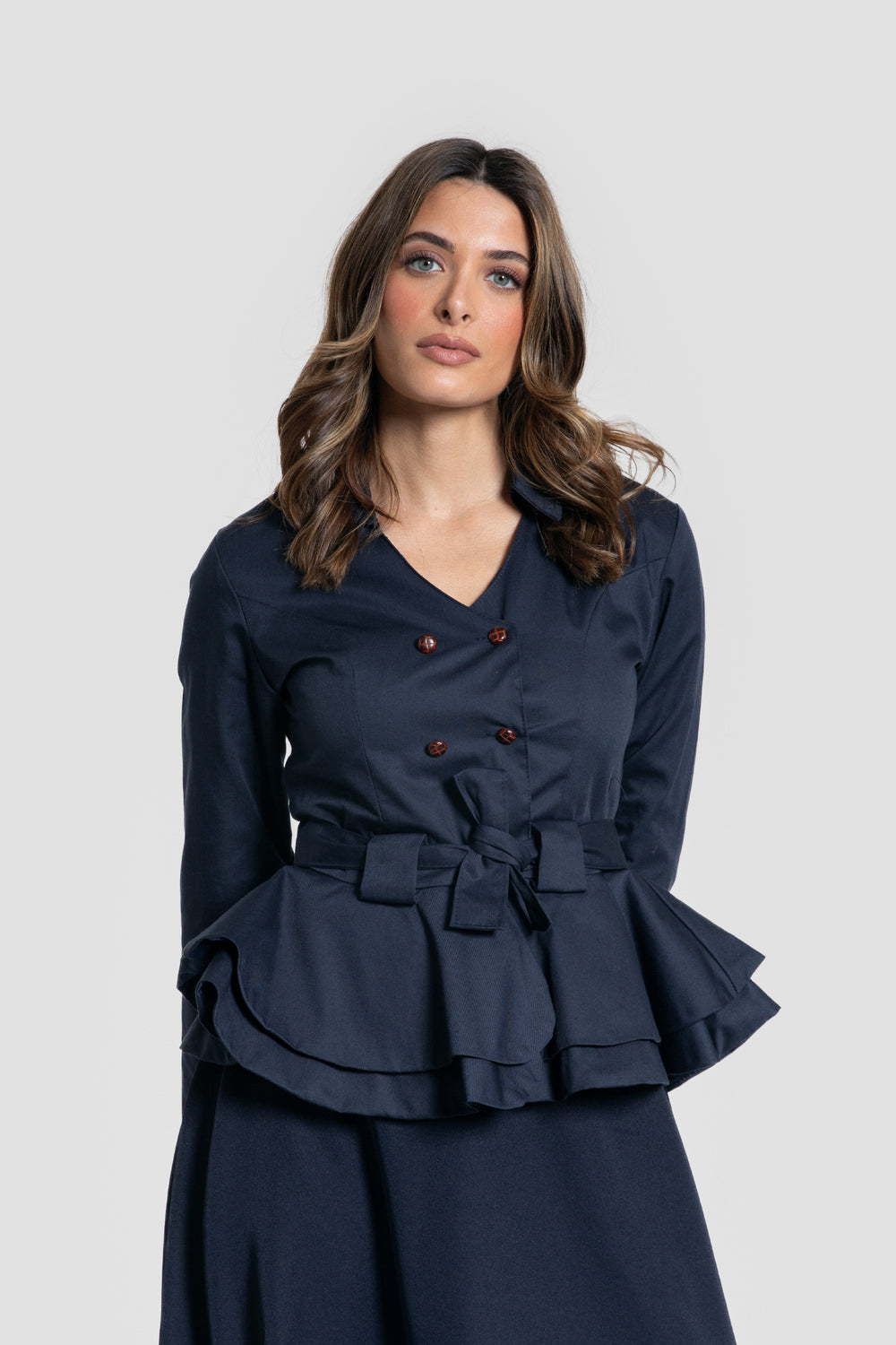 Chaqueta Peplum Marino SKU 0.33335