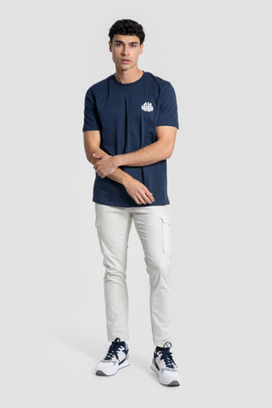 T-shirt héritage-lettre unie Marine SKU 0.33612