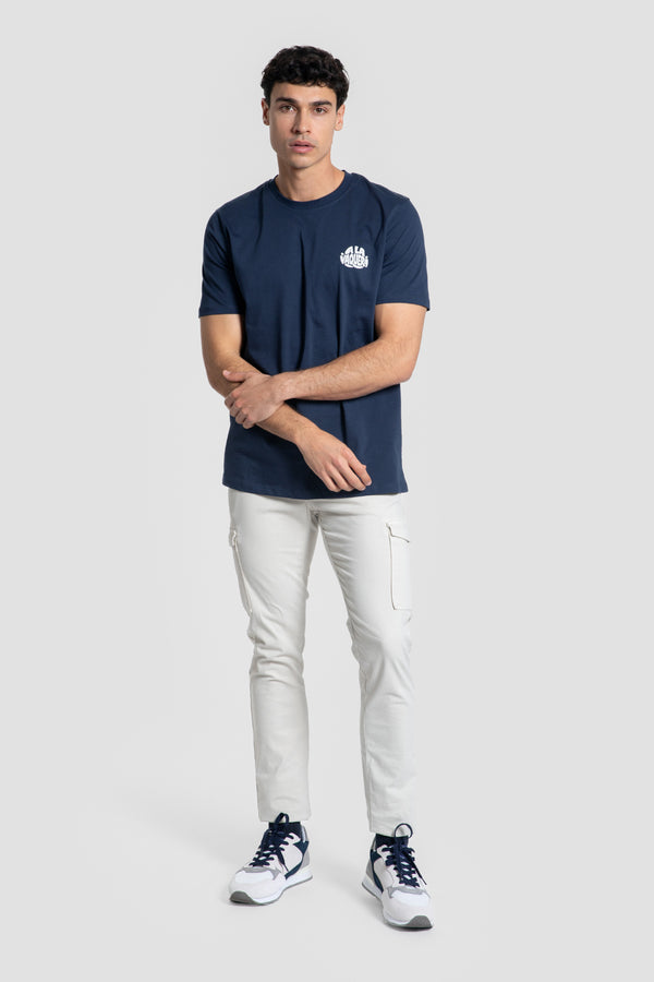 T-shirt héritage-lettre unie Marine SKU 0.33612