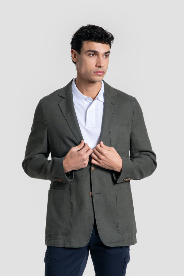 Veste 100% Lin Kaki Réf. 0.33692