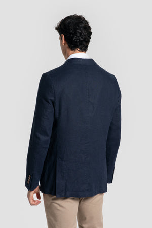 Veste américaine 100% lin marine SKU 0.33692