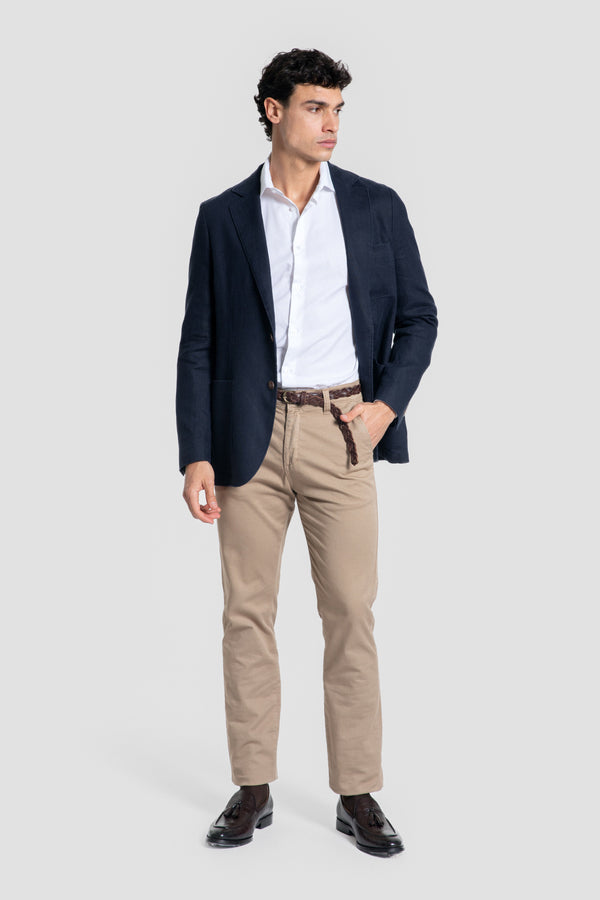 Veste américaine 100% lin marine SKU 0.33692