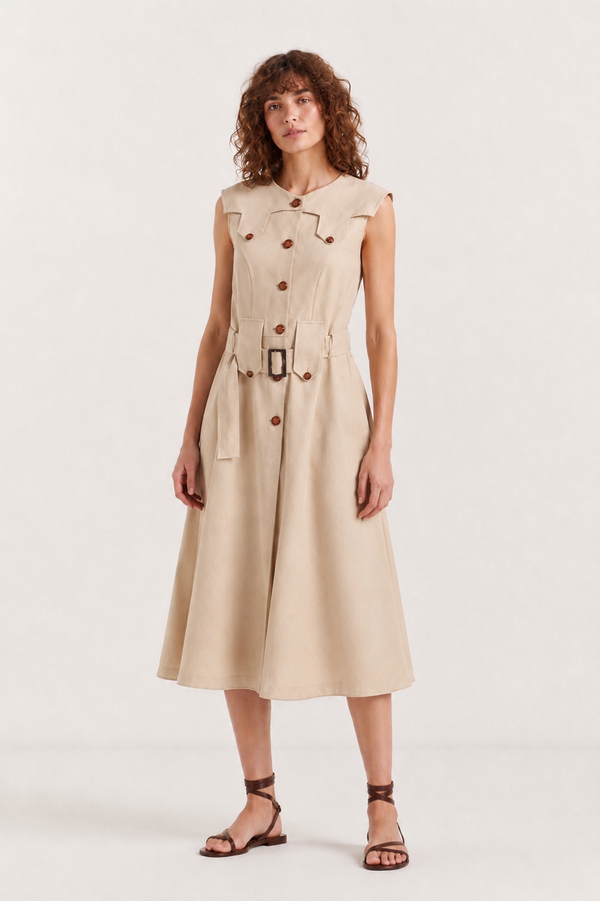 Vestido Midi Safari Camel SKU 0.34328