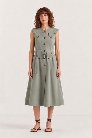 Vestido Midi Safari Kaki SKU 0.34328