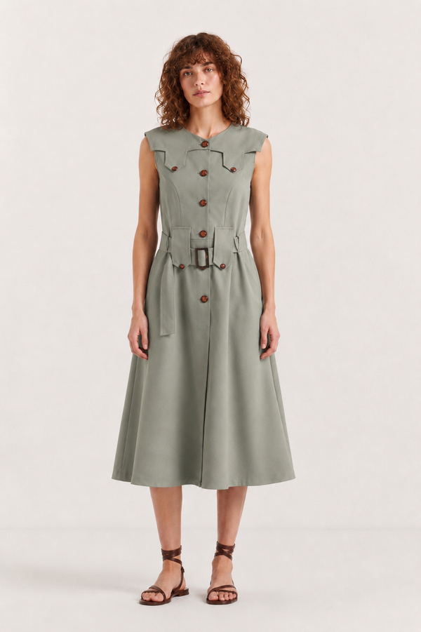 Vestido Midi Safari Kaki SKU 0.34328
