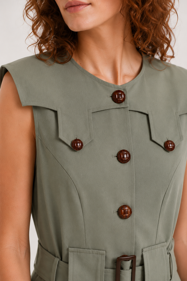 Vestido Midi Safari Kaki SKU 0.34328