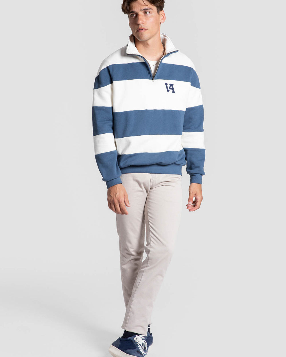 Sudadera Cremallera Rayas Blanco e Indigo SKU 0.34330