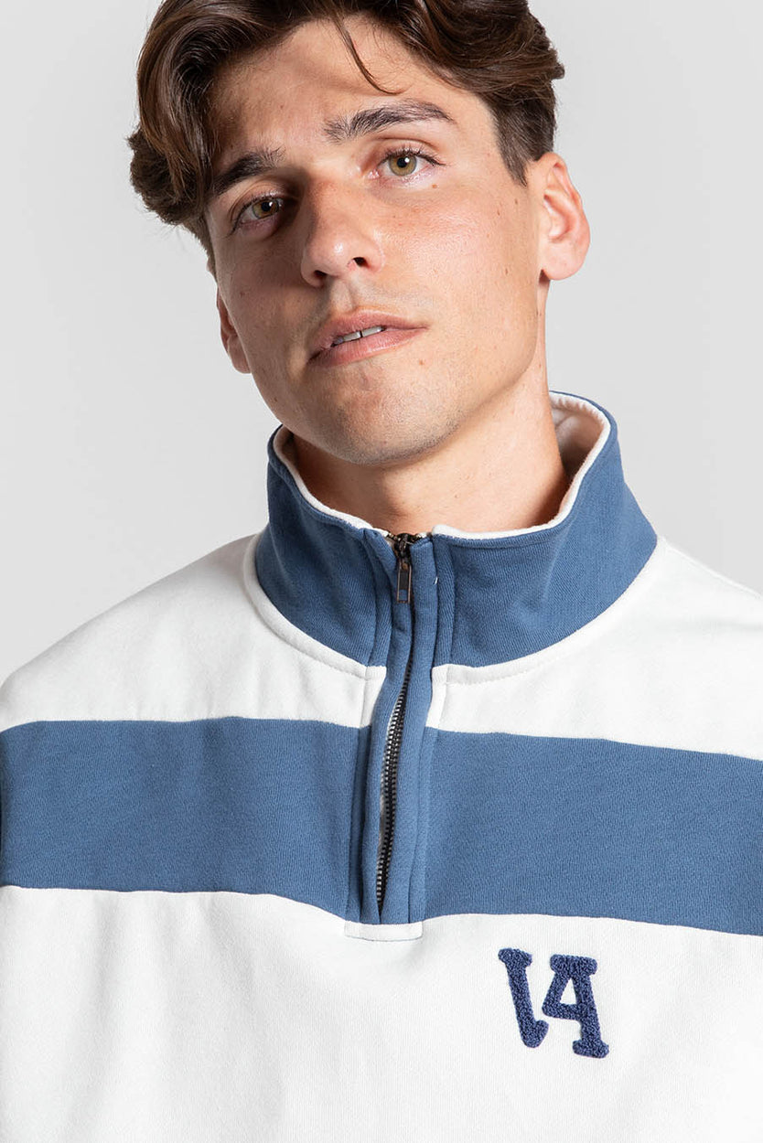 Sudadera Cremallera Rayas Blanco e Indigo SKU 0.34330