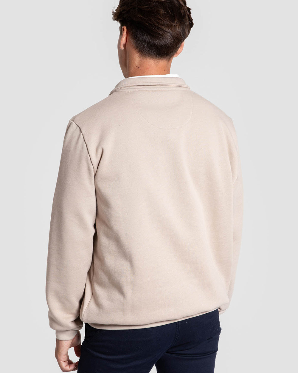 Sudadera Hombre Media Cremallera con Franjas Taupe SKU 0.34723