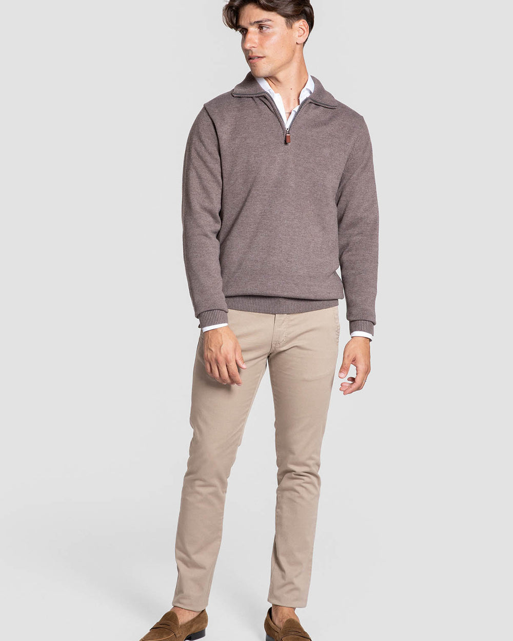 Pull demi-zippé marron SKU 0.34812
