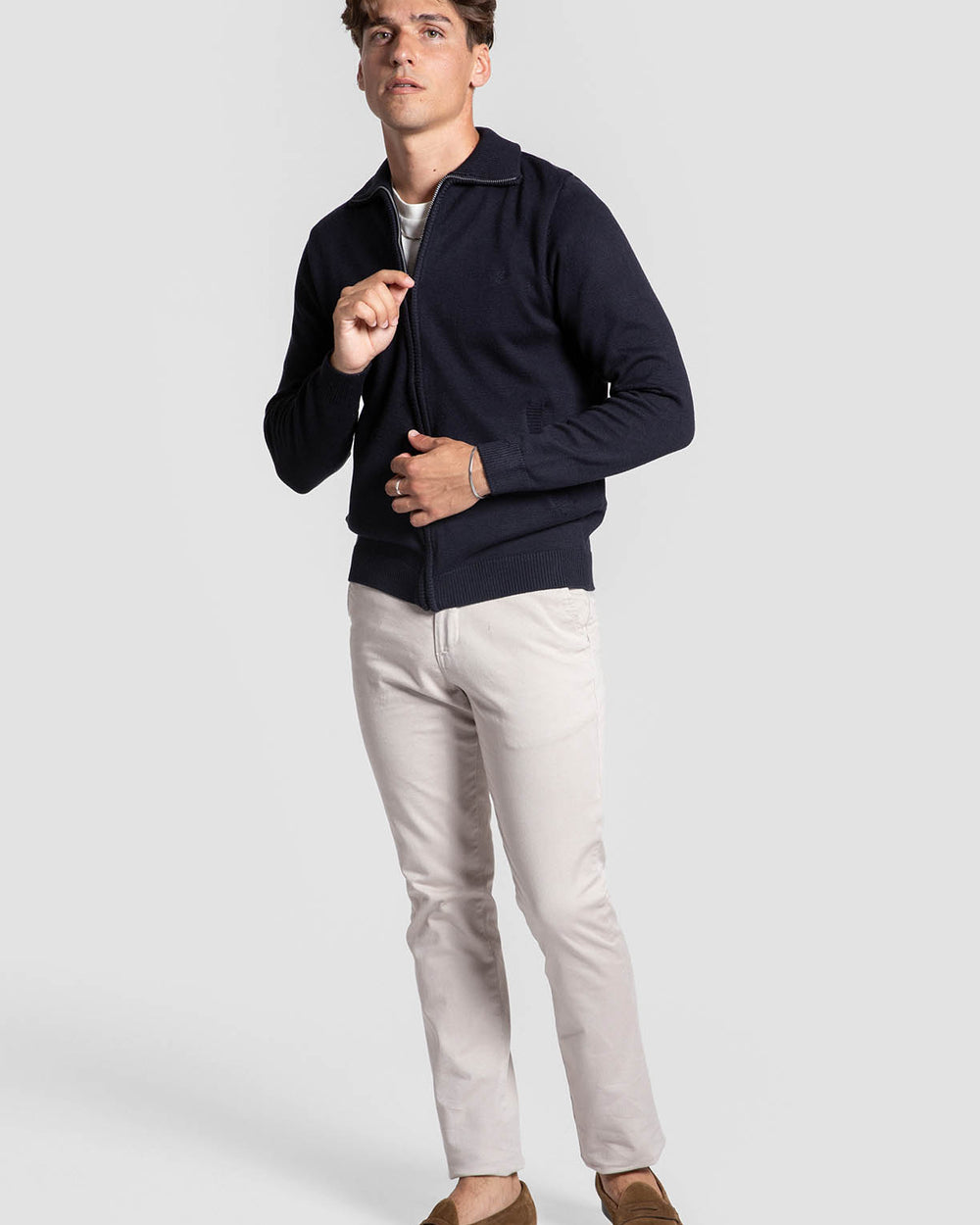 Cardigan en maille zippé marine SKU 0.34814