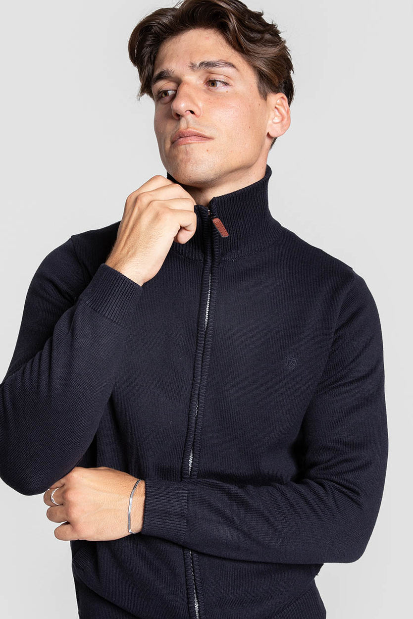 Cardigan en maille zippé marine SKU 0.34814