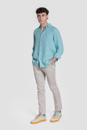 Camisa lino verde agua SKU 0.33315