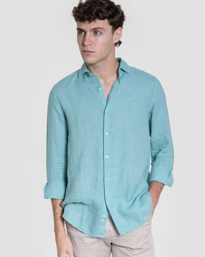 Camisa lino verde agua SKU 0.33315