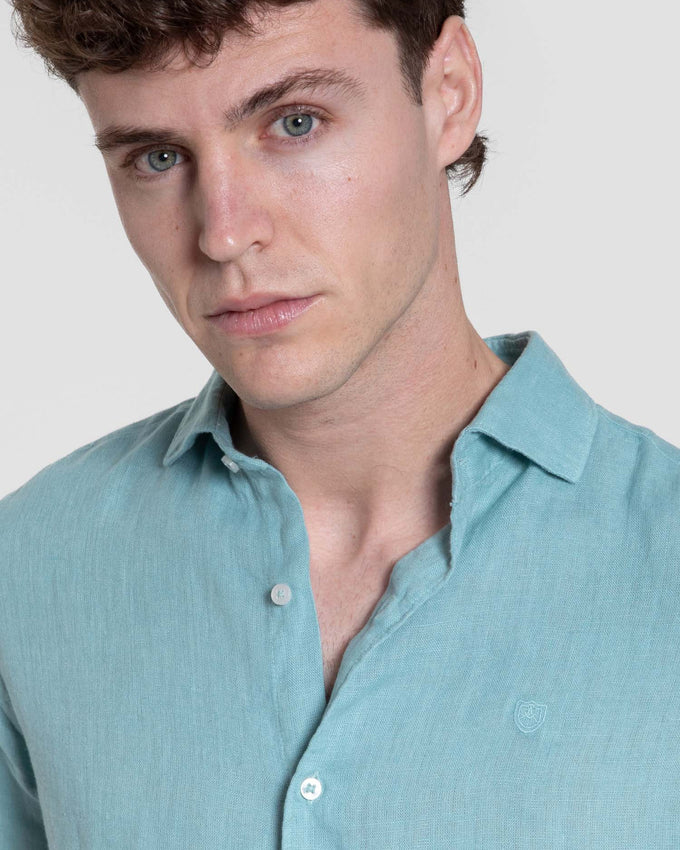 Camisa lino verde agua SKU 0.33315