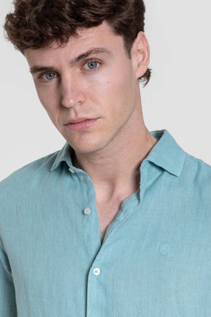 Camisa lino verde agua SKU 0.33315