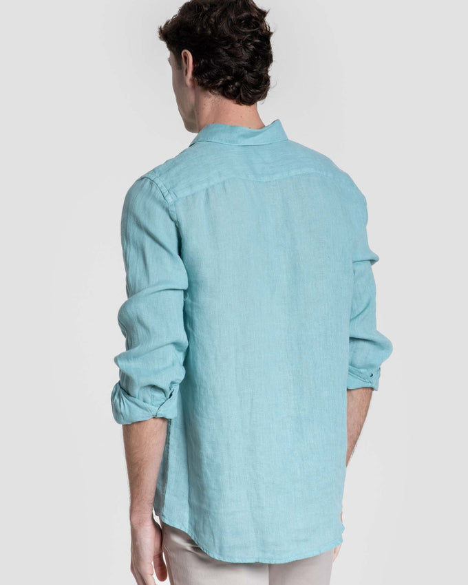 Camisa lino verde agua SKU 0.33315