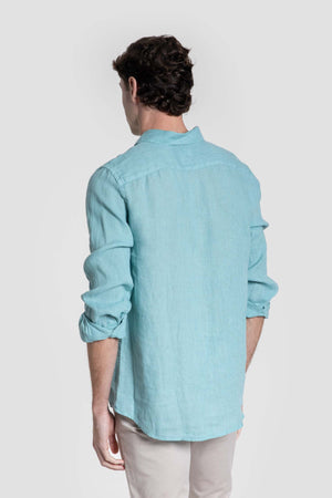 Camisa lino verde agua SKU 0.33315