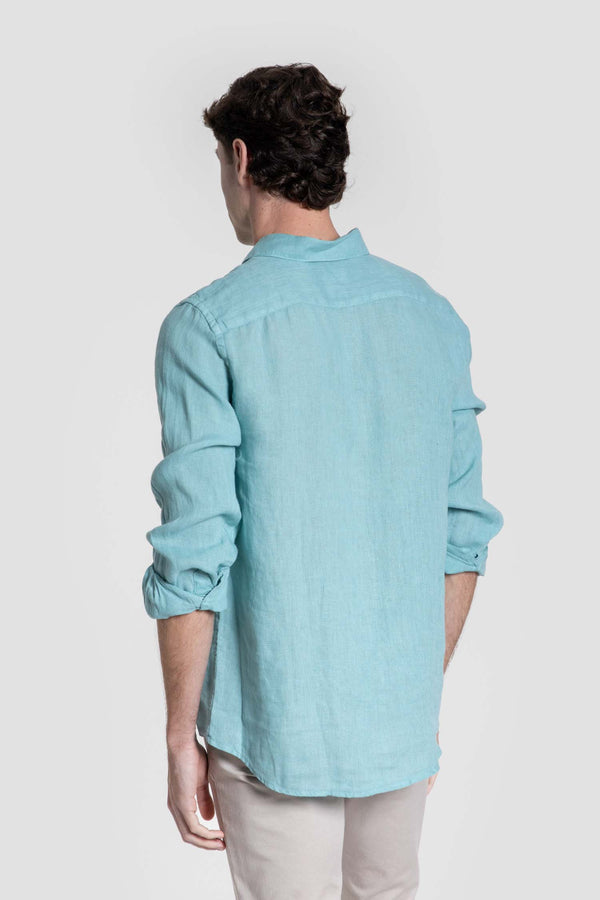 Camisa lino verde agua SKU 0.33315