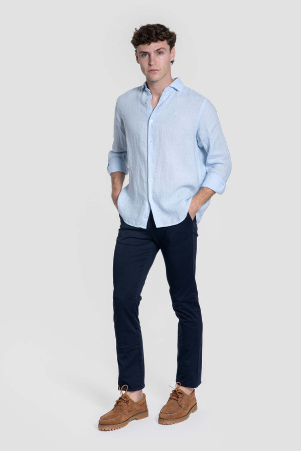Camisa lino celeste SKU 0.33315