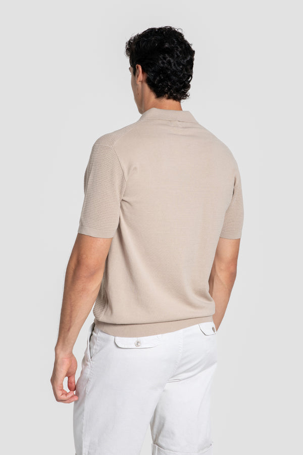 Polo en maille texturée taupe Réf. 0.33320