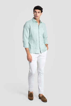 Guayabera lisa Verde Agua SKU 0.34316