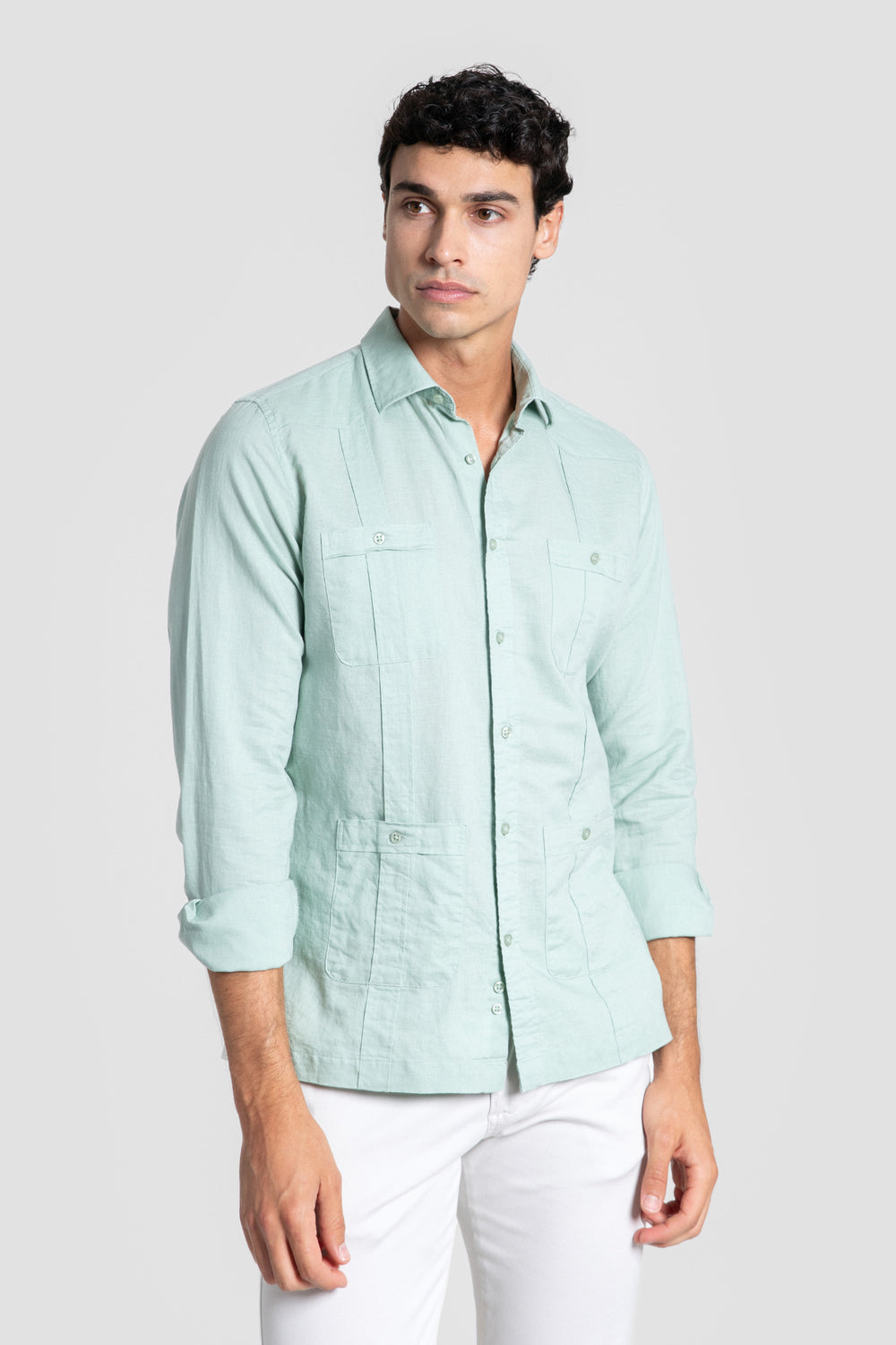 Guayabera lisa Verde Agua SKU 0.34316