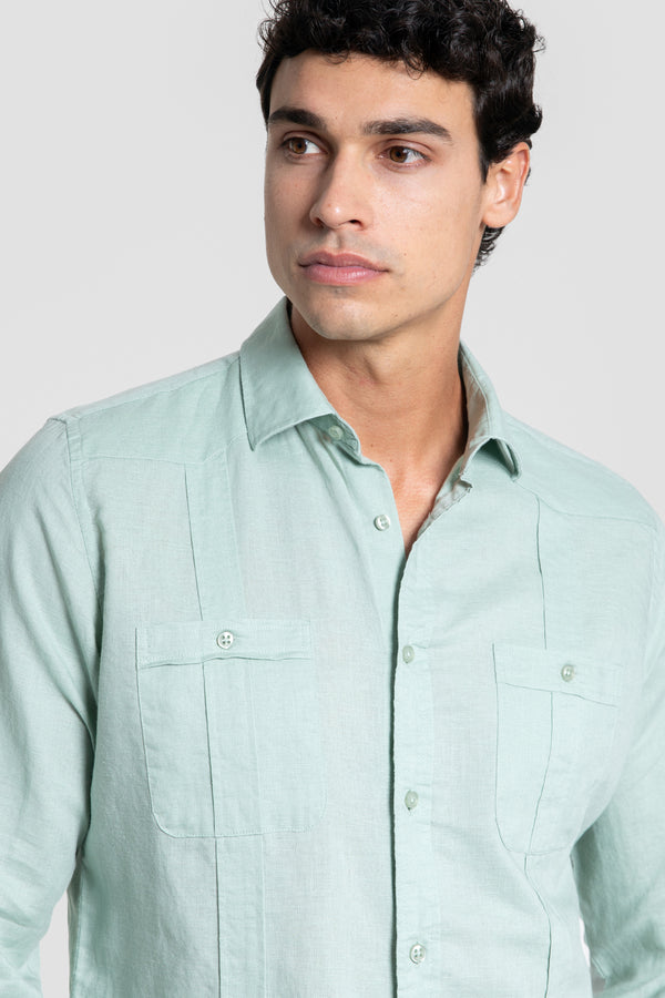 Guayabera lisa Verde Agua SKU 0.34316
