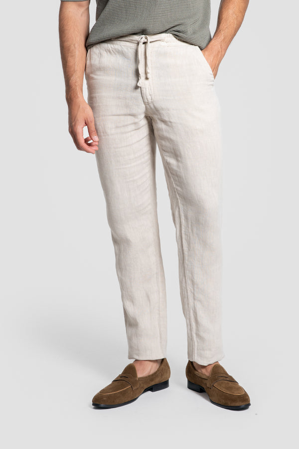 Pantalón Lino 100% Hueso SKU 0.34317