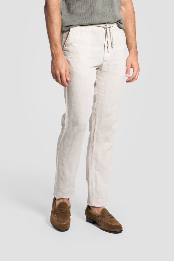 Pantalón Lino 100% Hueso SKU 0.34317