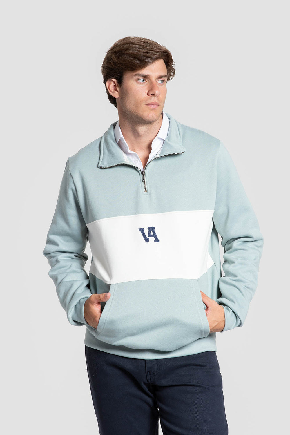 Sudadera Media Cremallera Franja Contraste hoja SKU 0.34723