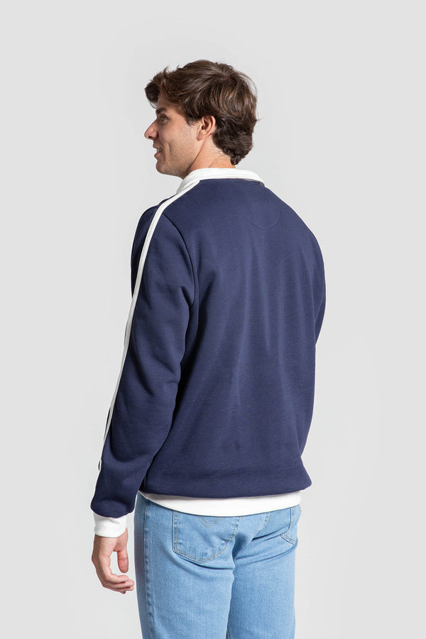 Sudadera Media Cremallera Marino con Franjas blancas SKU 0.34724
