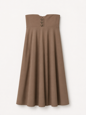 Falda Midi Botonadura Alta Camel SKU 0.33693