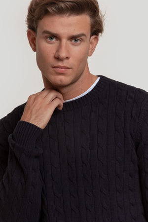 JERSEY RICH CABLE CREW NECK MARINO SKU 0.29217