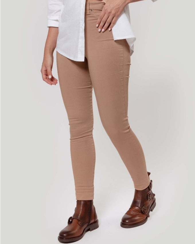 Pantaloni skinny a vita alta color cammello SKU 0.29437