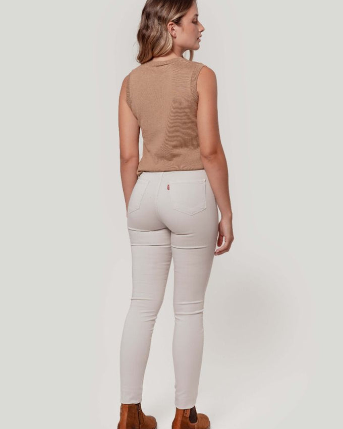 PANTALON TIRO ALTO SKINNY BEIG SKU 0.29437