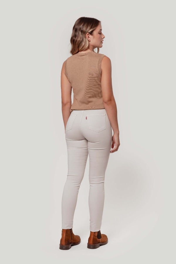 PANTALON TIRO ALTO SKINNY BEIG SKU 0.29437