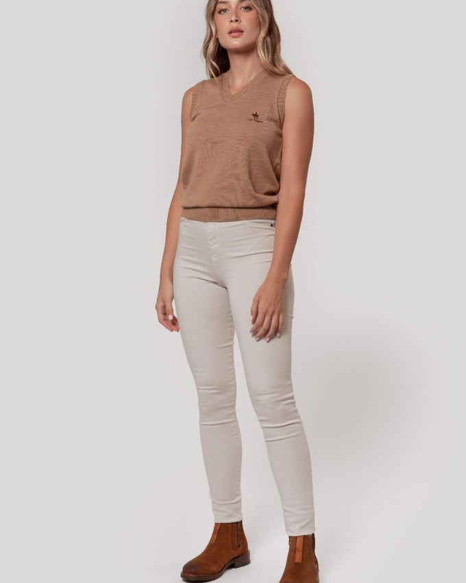 PANTALON TIRO ALTO SKINNY BEIG SKU 0.29437