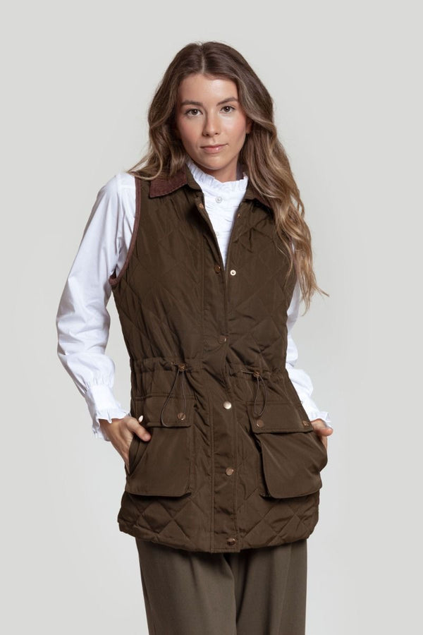 CHALECO ACOLCHADO LARGO KAKI SKU 0.29498
